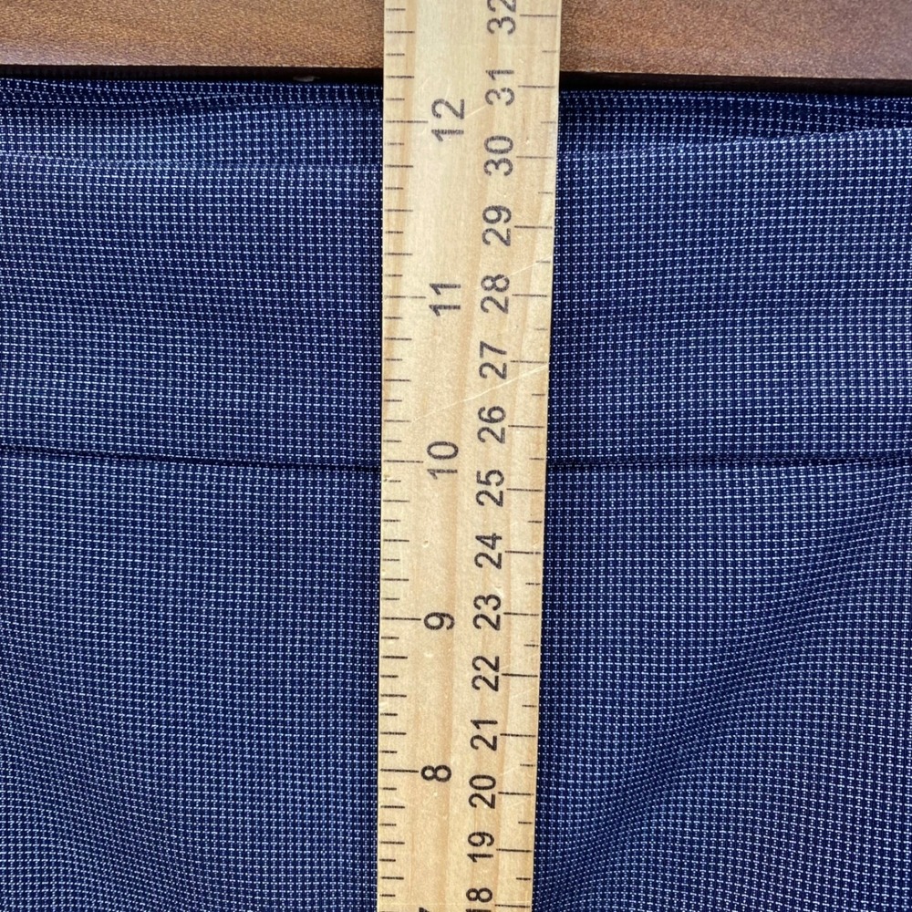 Chico's Pull On Tapered Pants Women 3R 16R Navy Blue Micro Check Stretch Career - Picture 5 of 14